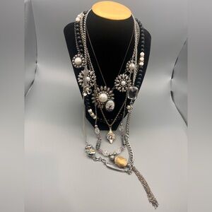 Vintage Elegant Multi-Layered Silver and Gold Necklace set of necklaces